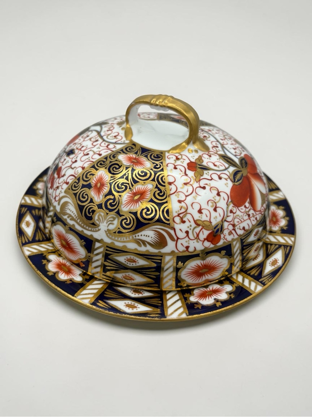 Antique Royal Crown Derby Imari Pattern 2451 Porcelain Covered Muffin Dish w/Lid
